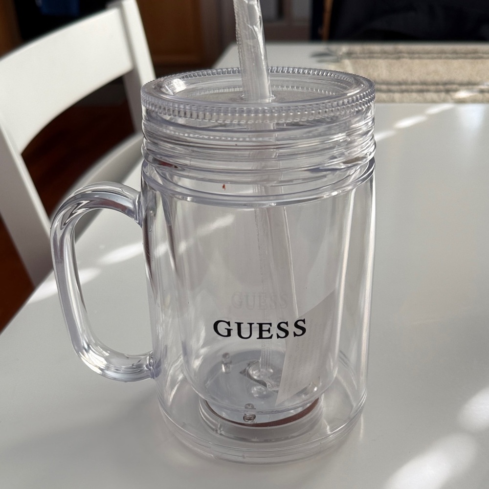Guess Clear Party Tumbler with Straw